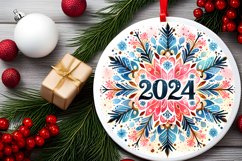 Snow Flake Christmas Round Cute Ornament Sublimation Product Image 1