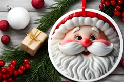 Christmas Round Ornament Sublimation Santa Face Product Image 4