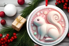 Pastel Christmas Round Ornament Sublimation Product Image 1
