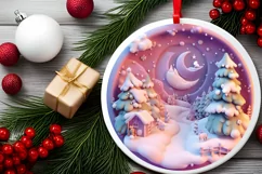 Pastel Christmas Round Ornament Sublimation Product Image 1