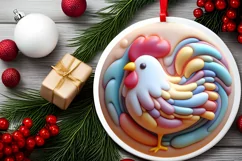 Pastel Christmas Round Ornament Sublimation Product Image 1