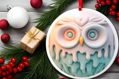 Pastel Christmas Round Ornament Sublimation Product Image 1