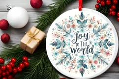 Joy to the World Christmas Round Cute Ornament Sublimation Product Image 1
