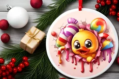 Christmas Round Duck Sublimation Ornament Product Image 2
