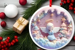 Pastel Christmas Round Ornament Sublimation Product Image 1