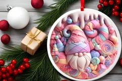 3D Pastel Christmas Round Ornament Sublimation Product Image 1