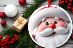 Christmas Round Ornament Sublimation Santa Face Product Image 1
