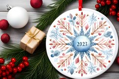 Snow Flake Christmas Round Cute Ornament Sublimation Product Image 1
