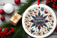 Penguin Christmas Round Cute Ornament Sublimation Product Image 1