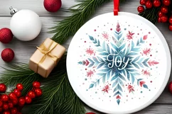 Joy Christmas Round Cute Ornament Sublimation Product Image 1