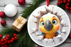 Christmas Round Parrot Ornament Sublimation Ornament Product Image 4