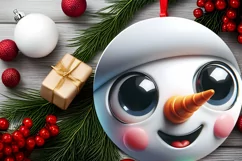 Christmas Round Ornament Sublimation Snowman Face Product Image 3