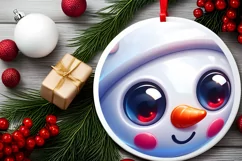Christmas Round Ornament Sublimation Snowman Face Product Image 4
