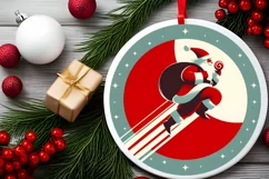 Round Santa Christmas Ornament Sublimation|Clipart Product Image 2