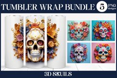3D Skull Tumbler Wrap Bundle | 3D Floral Sublimation Product Image 1