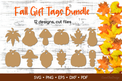 12 Fall Shaped Gift Tags SVG Bundle, Autumn Paper Cut Files Product Image 1