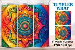 Rainbow Mandala Tumbler Sublimation, 20 oz Tumbler Wrap Product Image 1