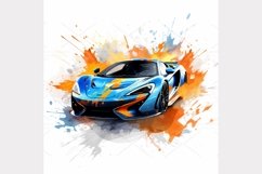 sport car set in watercolor Clipart Bundle- 10, JPG Product Image 3