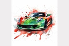 sport car set in watercolor Clipart Bundle- 10, JPG Product Image 6