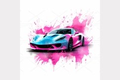 sport car set in watercolor Clipart Bundle- 10, JPG Product Image 8