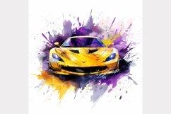 sport car set in watercolor Clipart Bundle- 10, JPG Product Image 10