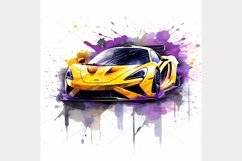 sport car set in watercolor Clipart Bundle- 10, JPG Product Image 11