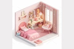 Girl room isometric 3d Clipart Bundle- 10 JPG Product Image 10