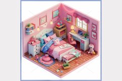 Girl room isometric 3d Clipart Bundle- 10 JPG Product Image 2
