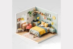 Girl room isometric 3d Clipart Bundle- 10 JPG Product Image 3