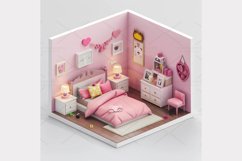 Girl room isometric 3d Clipart Bundle- 10 JPG Product Image 4