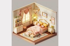Girl room isometric 3d Clipart Bundle- 10 JPG Product Image 5