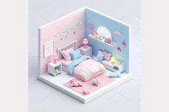 Girl room isometric 3d Clipart Bundle- 10 JPG Product Image 6