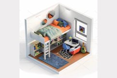 Boy room isometric 3d Clipart Bundle- 10 JPG Product Image 3