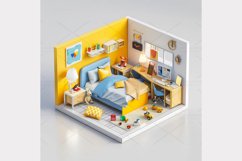 Boy room isometric 3d Clipart Bundle- 10 JPG Product Image 6