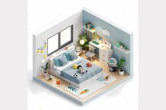 Boy room isometric 3d Clipart Bundle- 10 JPG Product Image 7