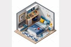 Boy room isometric 3d Clipart Bundle- 10 JPG Product Image 8