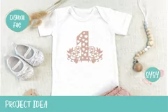 1st Birthday Cake Topper with Flowers 1st Birthday Number for baby shirt