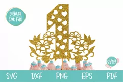 1st Birthday Cake Topper with Flowers 1st Birthday Number for baby shirt