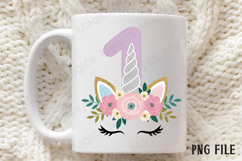 1st Birthday Girl Unicorn Number Clipart Product Image 3