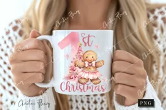 Pink 1st Christmas Gingerbread PNG | Christmas PNG Product Image 2
