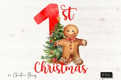 Red 1st Christmas Gingerbread PNG | Christmas PNG Product Image 4