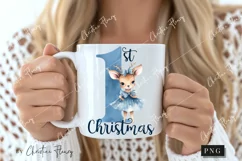 Blue 1st Christmas Deer PNG | Christmas PNG Product Image 2