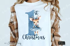 Blue 1st Christmas Deer PNG | Christmas PNG Product Image 3