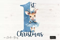 Blue 1st Christmas Deer PNG | Christmas PNG Product Image 4