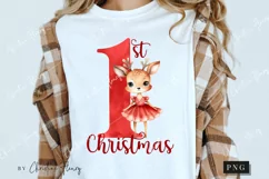 Red 1st Christmas Deer PNG | Christmas PNG Product Image 3