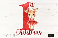 Red 1st Christmas Deer PNG | Christmas PNG Product Image 4
