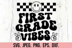 1st Grade Vibes SVG - Retro Back To School PNG - First Grade Product Image 5