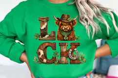 St Patrick's Day png | Lucky Highland Cow Shirt Design Product Image 3