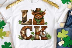 St Patrick's Day png | Lucky Highland Cow Shirt Design Product Image 4