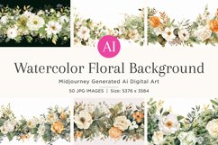 Watercolor Floral Background 50 Set V-10 Product Image 1